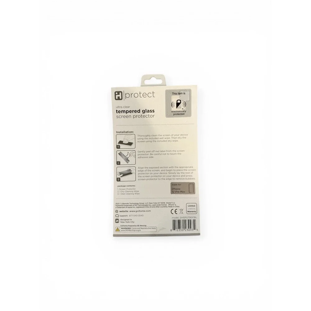 iHome iProtect Tempered Glass Screen Protector iPhone 12 Pro‎ Max  2IHSP0756X1BL